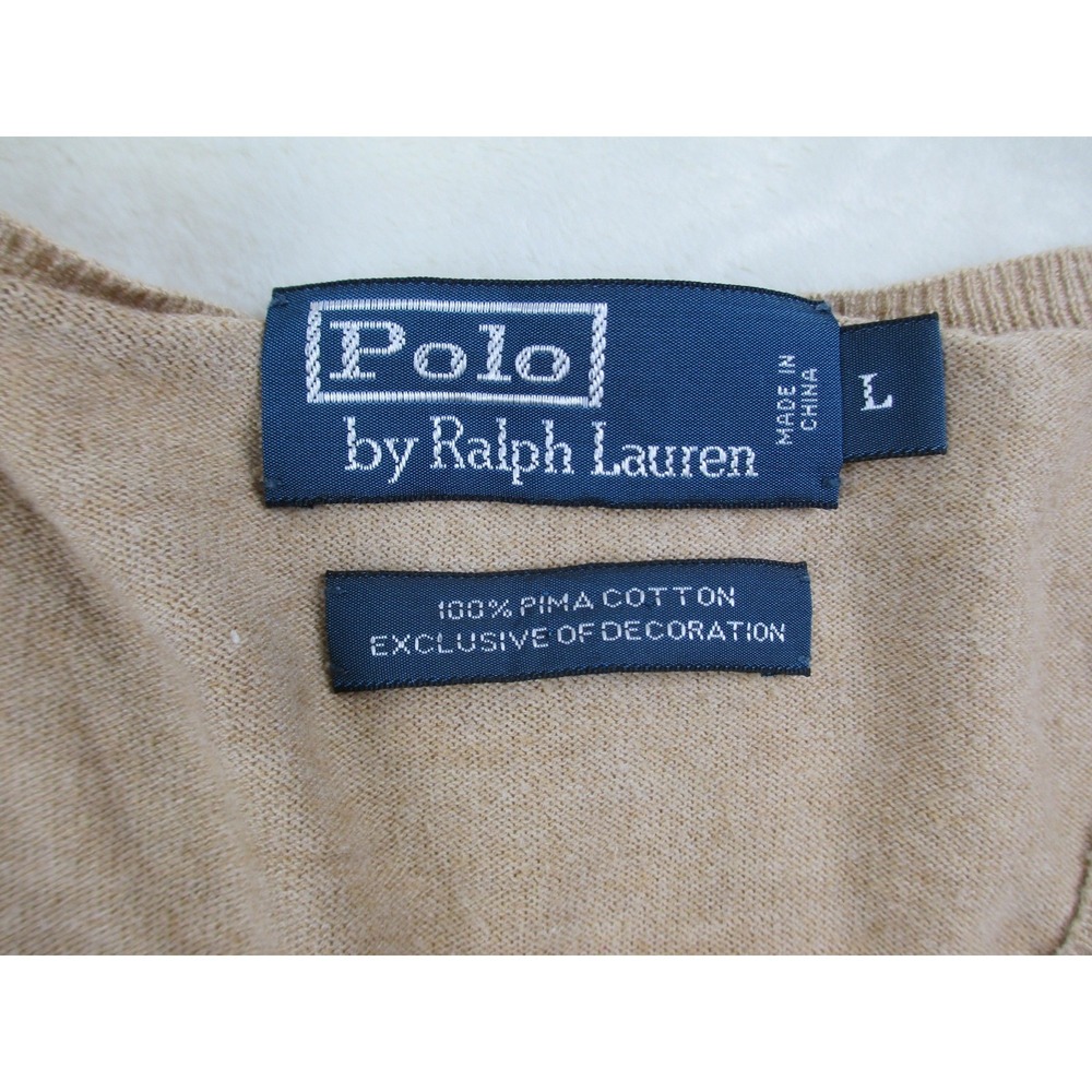 Ralph Lauren Sweater Mens Large Brown Knit Pullover Lightweight Pima Cotton Pony - Picture 8 of 8